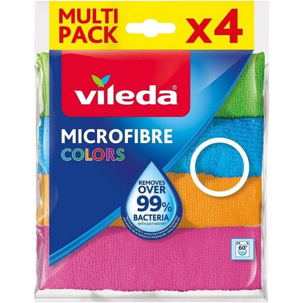Vileda 1 Packung Vileda Microfaser Allzwecktuch Colors mit 4 Stück Mikrofasertuch (4-tlg)