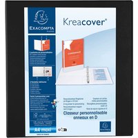 10 Exacompta Ringbücher "Kreacover", DIN A4 Maxi, 4 Ringe 60 mm, RB 90 mm, schwarz