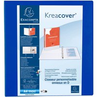 10 Exacompta Ringbücher "Kreacover", DIN A4 Maxi, 4 Ringe 60 mm, RB 90 mm, blau