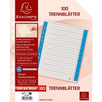 100 Exacompta Trennblätter, mikroperforiert, 230 g/m², DIN A4 Maxi, blau