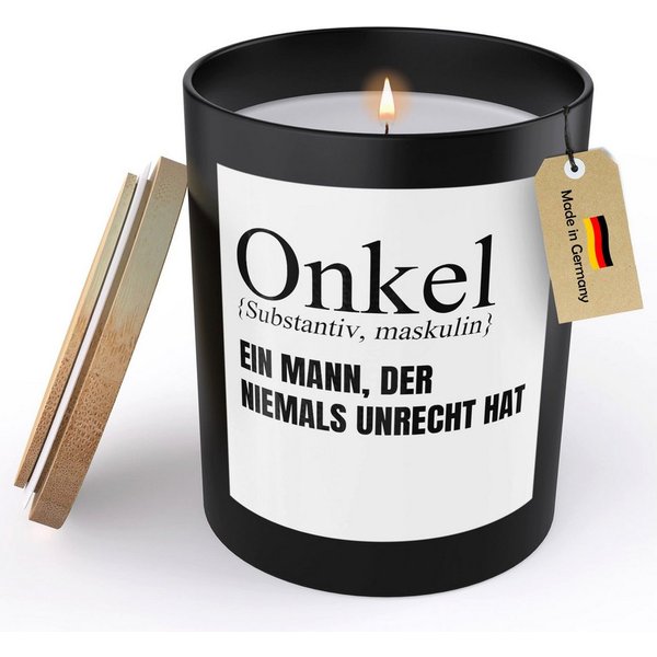 22Feels Duftkerze Deko Bester Onkel Geschenk Bday Weihnachten Mann von Nichte Neffe, MADE IN GERMANY, Europäisches Sojawachs, Handgegossen