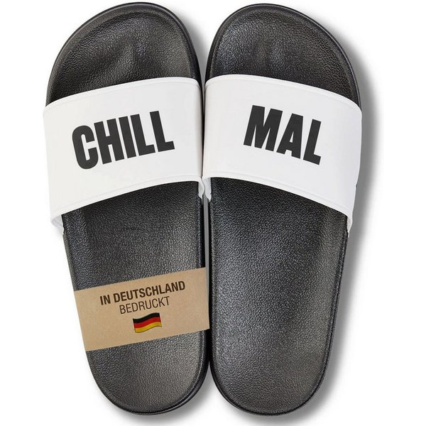 22Feels Geschenk Väter Herren Badelatschen lustig Chill Mal Spruch Sommer Badepantolette IN DEUTSCHLAND BEDRUCKT