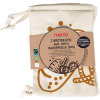 2er-Pack memo Bio-Brotbeutel 35 x 40 cm, natur