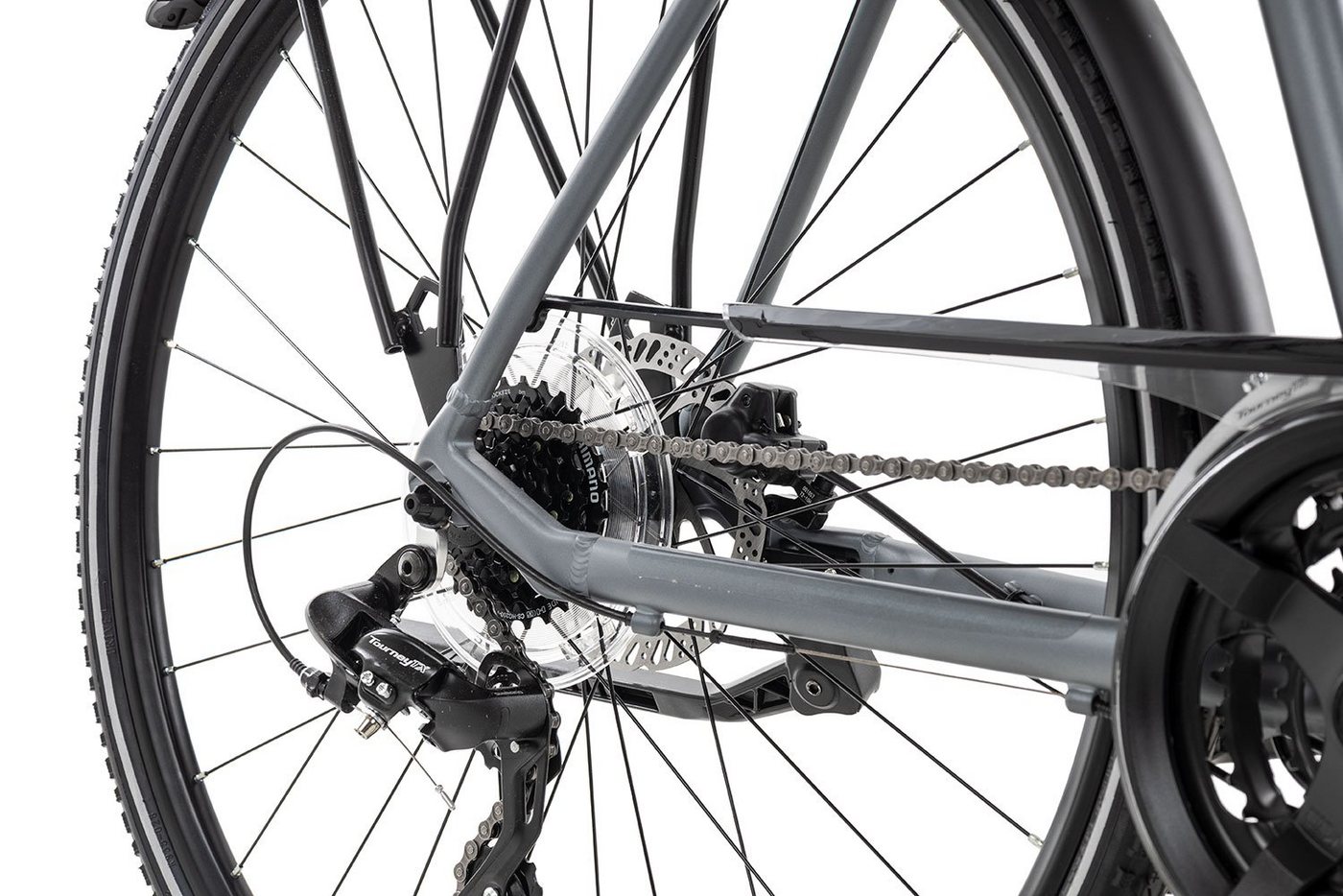 2R Manufaktur Trekkingrad TRX21, 21 Gang Shimano RD-TX-800-7 Schaltwerk, Kettenschaltung, Herrenrad 28 Zoll schwarz/grau – Bild 3 von 5