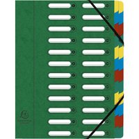 4 Exacompta Ordnungsmappen aus Colorspan, 425 g/m², DIN A4, Gummizug, 24 Fächer, grün