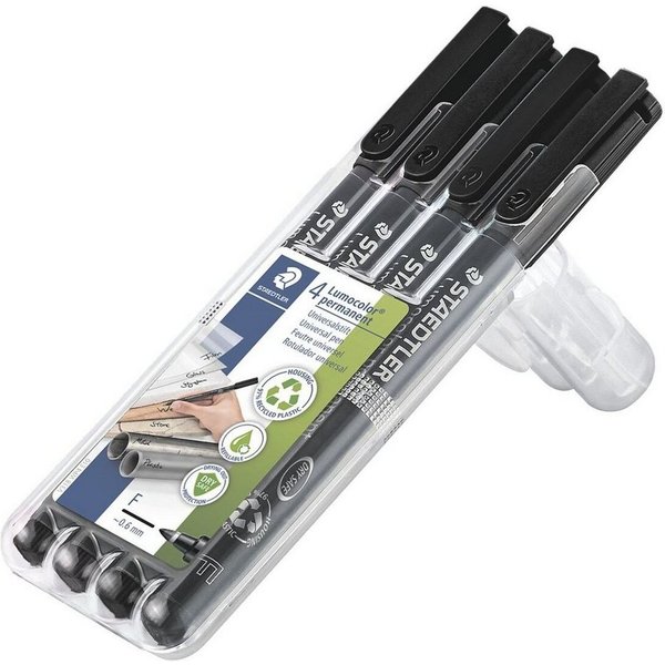 4 STAEDTLER Universalstifte "Lumocolor 318" fein schwarz permanent