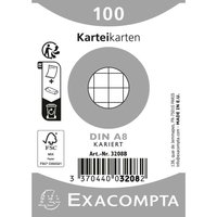 48 x 100 Exacompta Karteikarten, 205 g/m², 55x74 mm, DIN A8, weiß, kariert