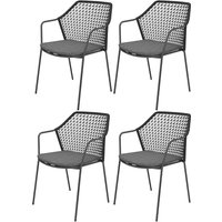 4er-Set Gartenstuhl "Burano" mit Sitzkissen, anthracite