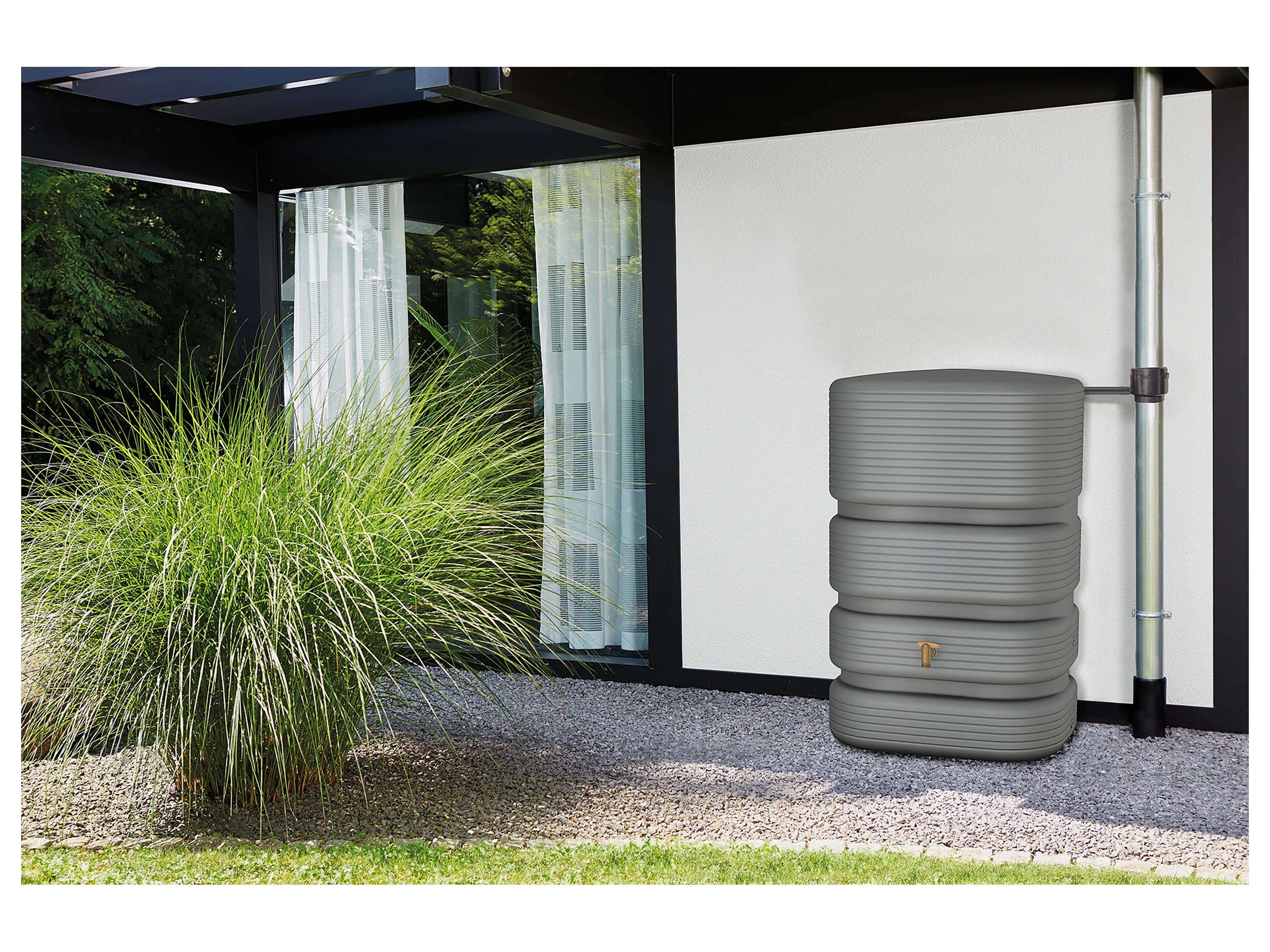 4RAIN QUADRO Wandtank 500 l, betongrau inkl. Aqua-Quick – Bild 2 von 4