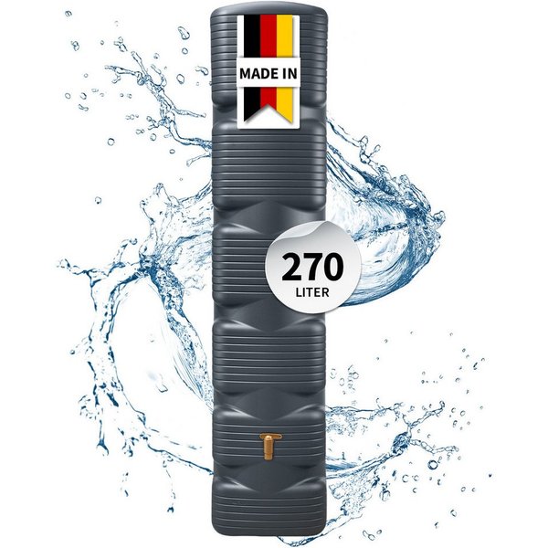 4rain Regentonne QUADRO Wandtank 270 Liter graphite grey, 270 l
