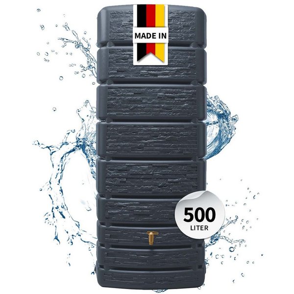 4rain Regentonne SLIM STONE DECOR Wandtank 500 Liter graphite grey, 500 l