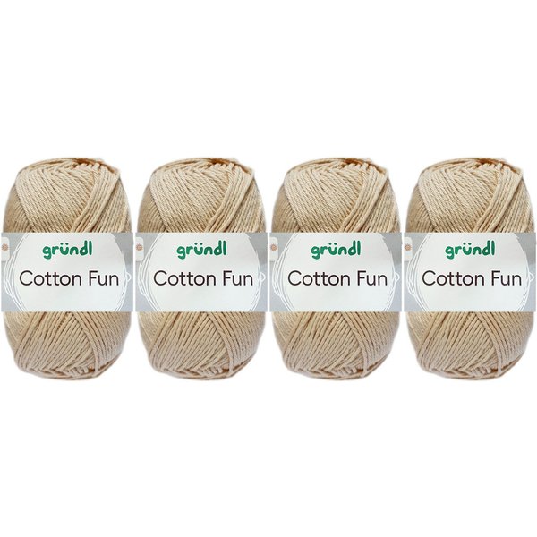 Gründl 4x50 Gramm Gründl Cotton Fun Wollset (von einer Farbe) Häkelwolle