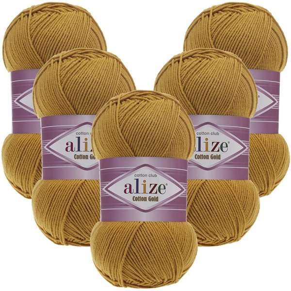 Alize 5 x ALIZE Cotton Gold Häkelwolle, 330 m, Handstrickgarn,Premium Wolle, Amigurumi