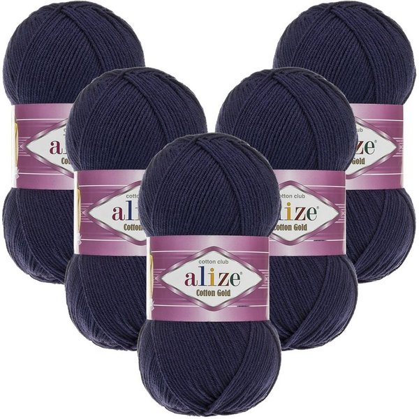 Alize 5 x ALIZE Cotton Gold Häkelwolle, 330 m, Handstrickgarn,Premium Wolle, Amigurumi