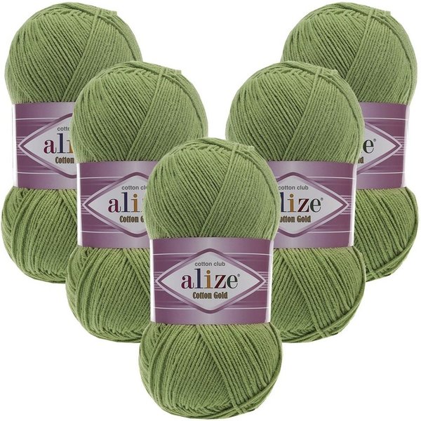Alize 5 x ALIZE Cotton Gold Häkelwolle, 330 m, Handstrickgarn,Premium Wolle, Amigurumi