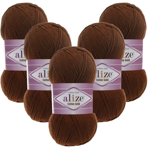 Alize 5 x ALIZE Cotton Gold Häkelwolle, 330 m, Handstrickgarn,Premium Wolle, Amigurumi