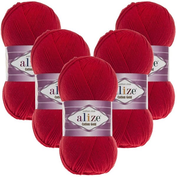 Alize 5 x ALIZE Cotton Gold Häkelwolle, 330 m, Handstrickgarn,Premium Wolle, Amigurumi