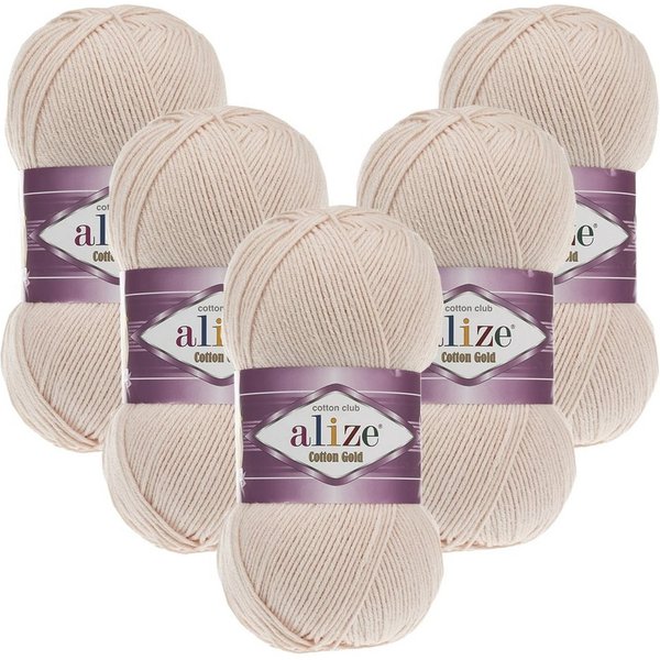 Alize 5 x ALIZE Cotton Gold Häkelwolle, 330 m, Handstrickgarn,Premium Wolle, Amigurumi