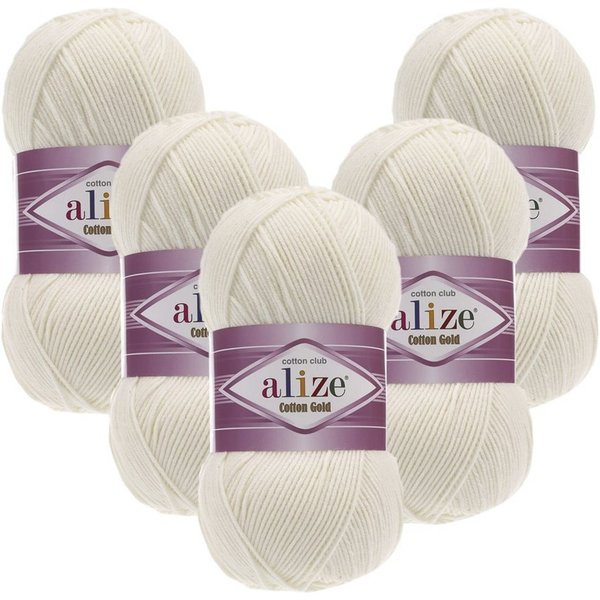Alize 5 x ALIZE Cotton Gold Häkelwolle, 330 m, Handstrickgarn,Premium Wolle, Amigurumi