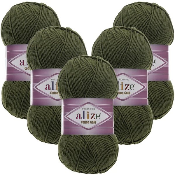 Alize 5 x ALIZE Cotton Gold Häkelwolle, 330 m, Handstrickgarn,Premium Wolle, Amigurumi