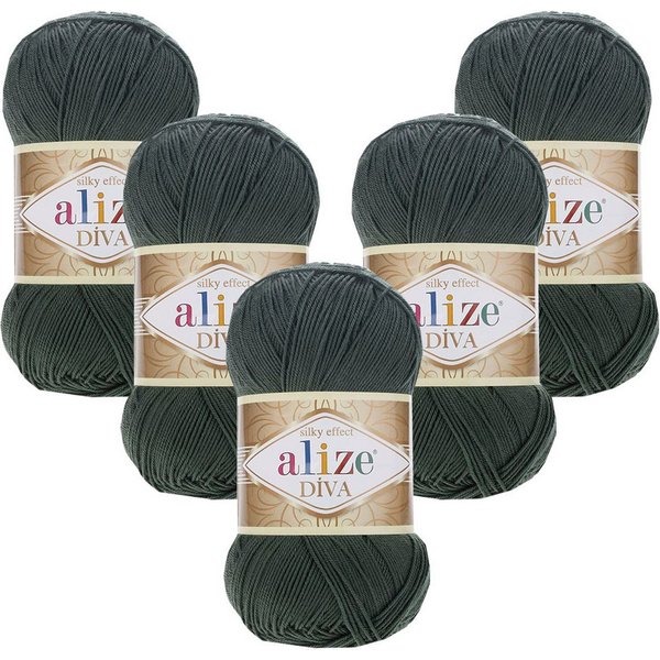 Alize 5 x ALIZE Diva Häkelwolle, 350 m, Spitze,Acrylgarn,Seideneffekt,Häkelkunst
