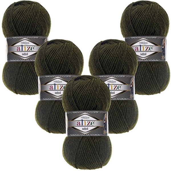 Alize 5 x ALIZE Superlana Midi Häkelwolle, 170 m, Yarn,Strickgarn,Handstrickgarn