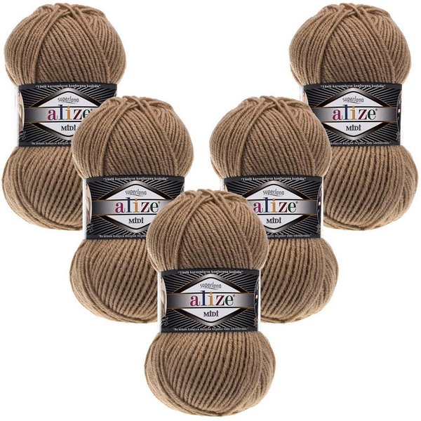 Alize 5 x ALIZE Superlana Midi Häkelwolle, 170 m, Yarn,Strickgarn,Handstrickgarn