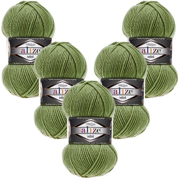 Alize 5 x ALIZE Superlana Midi Häkelwolle, 170 m, Yarn,Strickgarn,Handstrickgarn