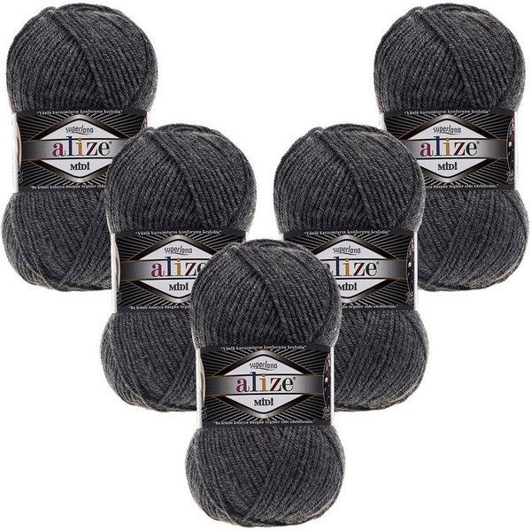 Alize 5 x ALIZE Superlana Midi Häkelwolle, 170 m, Yarn,Strickgarn,Handstrickgarn