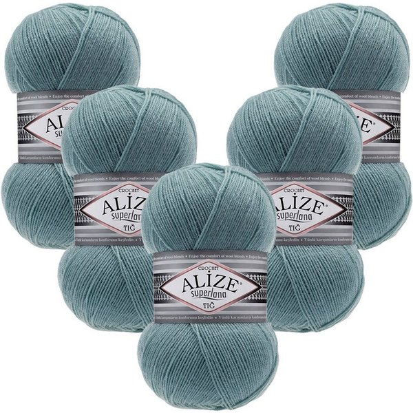 Alize 5 x ALIZE Superlana Tig Häkelwolle, 570 m, Handstrickgarn, Fein,Häkeln,Stricken