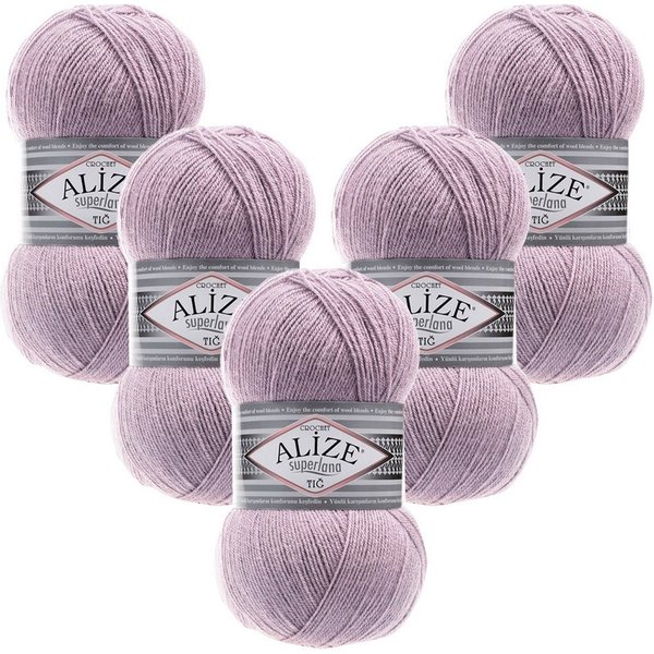 Alize 5 x ALIZE Superlana Tig Häkelwolle, 570 m, Handstrickgarn, Fein,Häkeln,Stricken