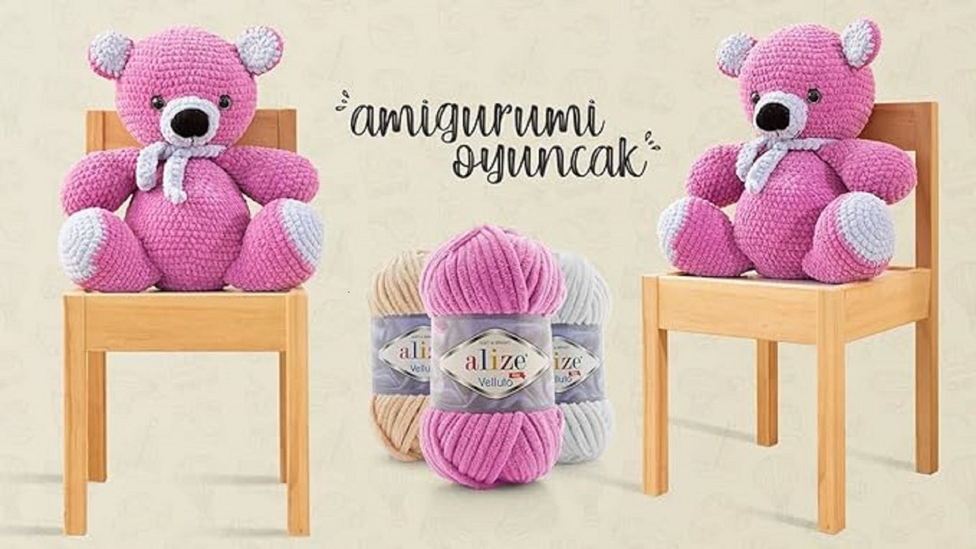 Alize 5 x ALIZE Velluto Häkelwolle, 68 m, Chenillegarn,Kuschelweich für Babydecken, Amigurumi,Samtwolle – Bild 3 von 5