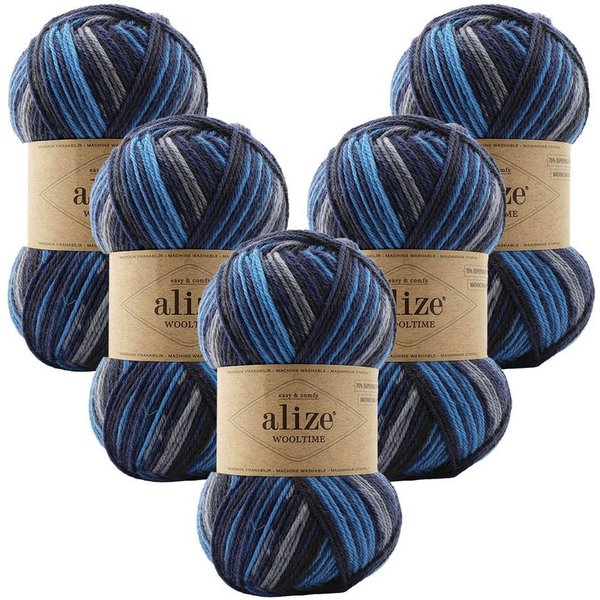 Alize 5 x ALIZE WOOLTIME Häkelwolle, 200 m, Reißfest,Yarn,Handstrickgarn,Strapazierfähig