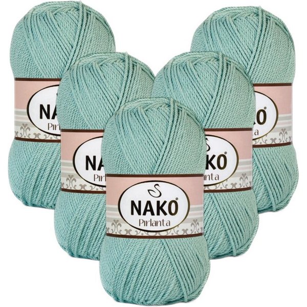NAKO 5 x NAKO Pirlanta Häkelwolle, 225 m, Häkelgarn,Strickgarn,Amigurumi,Strickwolle