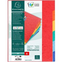 50 Exacompta Register, Colorspan-Karton, 6 Taben neutral, 225 g/m², DIN A4, sortiert
