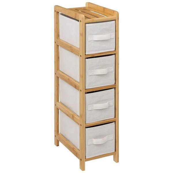 5five Simply Smart Badregal Bambusregal TIDY mit 4 Stoffkörben, schmal, H. 78,5 cm