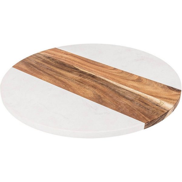 5five Simply Smart Tablett Drehtablett HARMONY, Marmor und Akazie, Ø 34,9 cm, Stein