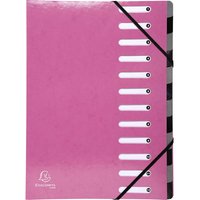 6 Exacompta Ordnungsmappen "Iderama", 600 g/m², DIN A4, dehnb. Rücken, 12 Fächer, rosa