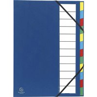6 Exacompta Ordnungsmappen, DIN A4, Gummizug, dehnbarer Rücken, 12 Fächer, blau