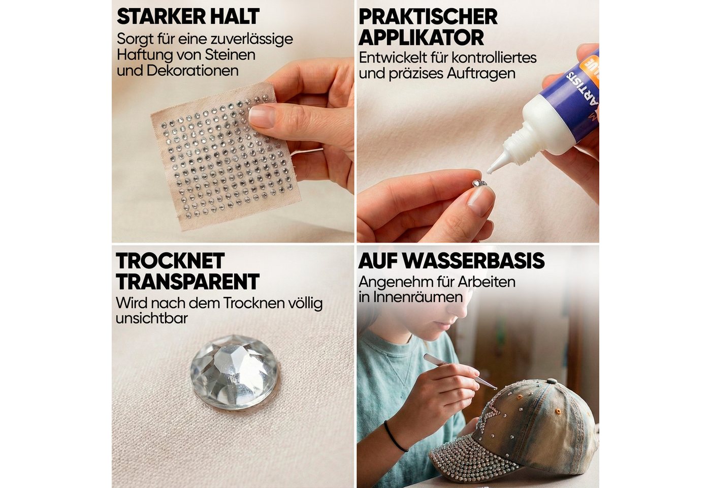 7 Artists Bastelkleber Strassstein Kleber Schmucksteinkleber Transparent 80ml - Wasserfester, Schmucksteinkleber – Bild 5 von 5