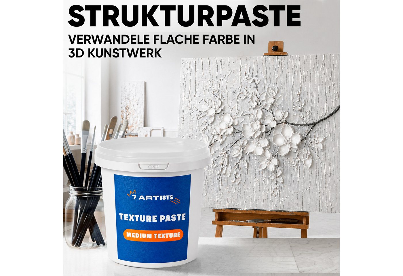 7 Artists Malpaste Texture Strukturpaste Fein für Acrylmalerei, Strukturpaste Leinwand – Bild 2 von 5