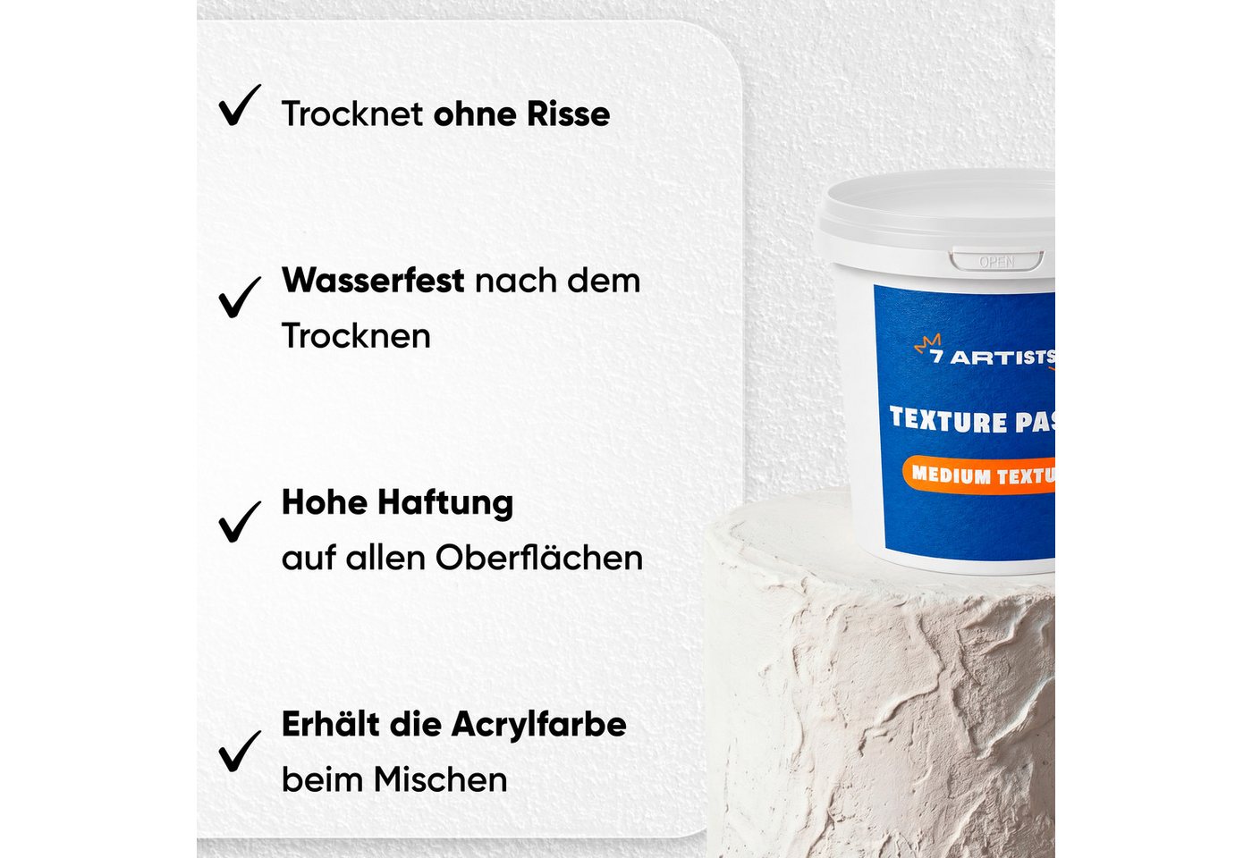 7 Artists Malpaste Texture Strukturpaste Fein für Acrylmalerei, Strukturpaste Leinwand – Bild 4 von 5