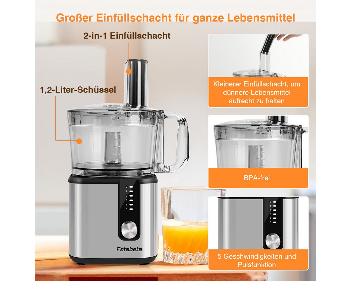 7MAGIC Küchenmaschine 9 in 1 Multifunktional Food Processor, Kompakt Küchenmaschine, 750 W, inkl. Zerkleinerer, 1,8L mixerbecher und weiteres Schneidzubehör – Bild 4 von 5