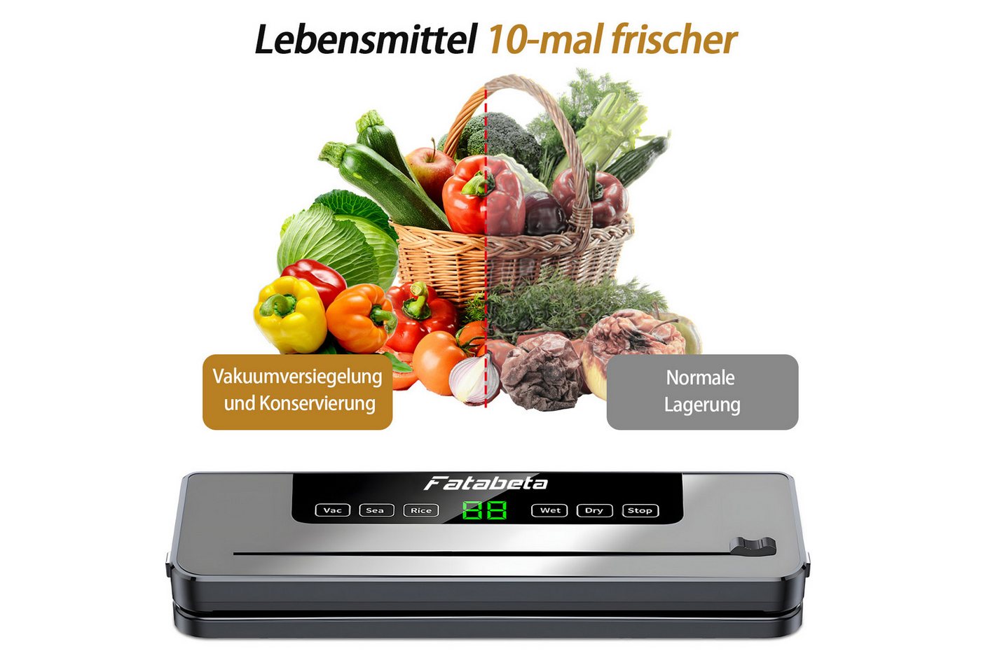 7MAGIC Vakuumierer Vakuumiergerät, Lebensmittel bis zu 10x länger frisch, Automatisch, Rollenbreite 30 cm, 110W, Folienschweißgerät mit Eingebauter Cutter, 10x  – Bild 4 von 5