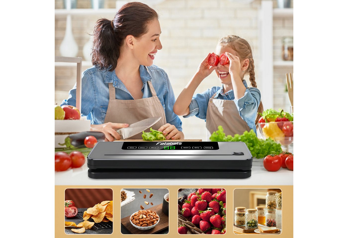 7MAGIC Vakuumierer Vakuumiergerät, Lebensmittel bis zu 10x länger frisch, Automatisch, Rollenbreite 30 cm, 110W, Folienschweißgerät mit Eingebauter Cutter, 10x  – Bild 5 von 5