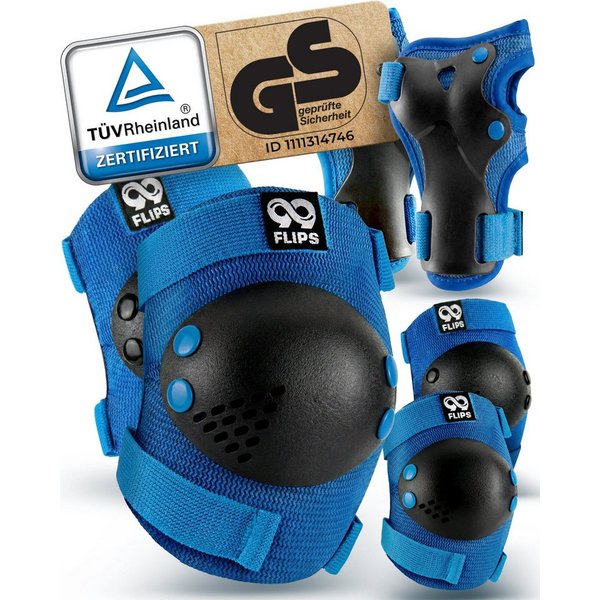 99FLIPS Protektoren-Set RISE Schoner Set Kinder für Skateboard und Inline Skaten (Inliner Schützer Set Kinder, 7-tlg., Inliner Schoner Knie-, Ellenbogen und Han