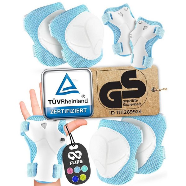 99FLIPS Protektoren-Set Schoner Inliner skates Kinder Set Skateboard Protektoren Schützer (Knieschoner Kinder Schutzausrüstung für Rollschuhe & Skateboard, 6-tl