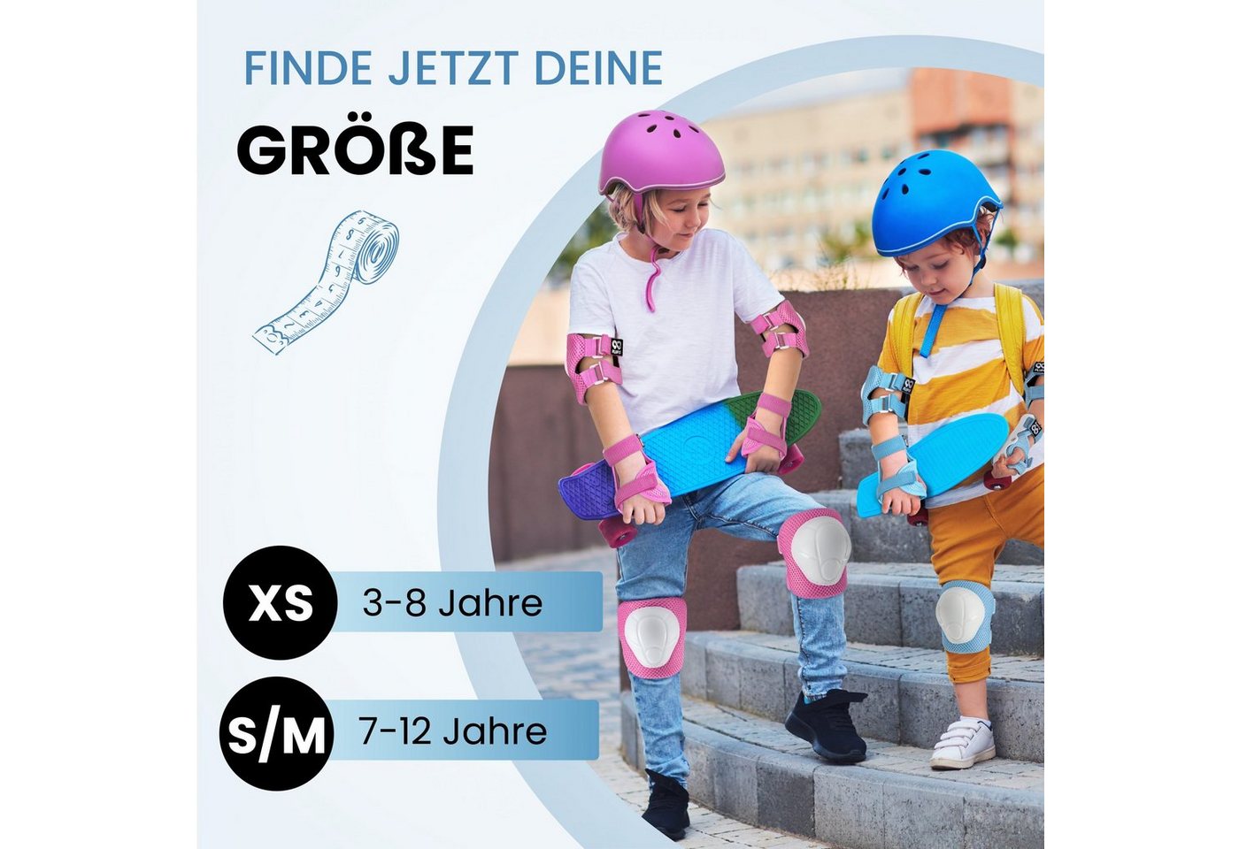 99FLIPS Protektoren-Set Schoner Inliner skates Kinder Set Skateboard Protektoren Schützer (Knieschoner Kinder Schutzausrüstung für Rollschuhe & Skateboard, 6-tl – Bild 5 von 5
