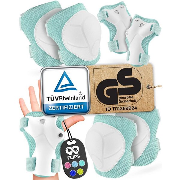 99FLIPS Protektoren-Set Schoner Inliner skates Kinder Set Skateboard Protektoren Schützer (Knieschoner Kinder Schutzausrüstung für Rollschuhe & Skateboard, 6-tl