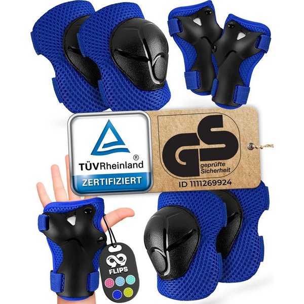 99FLIPS Protektoren-Set Schoner Inliner skates Kinder Set Skateboard Protektoren Schützer (Knieschoner Kinder Schutzausrüstung für Rollschuhe & Skateboard, 6-tl